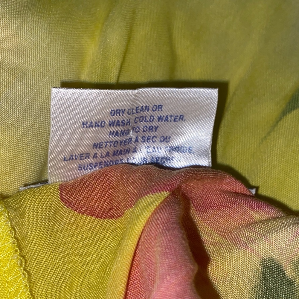 April Cornell Sunny Yellow Strap floral Dress with side split Size Large - Picture 7 of 10